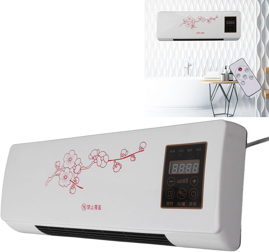  YUYTE Climatiseur Chauffant, Prise UE Polyvalente 220 V Portable à Faible Bruit Mural Refroidisseur D'air Avec Télécommande Pour Maison Salle De Bain Chambre Salon