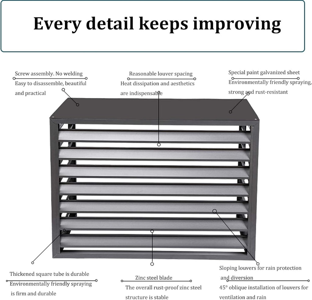 GENERIC Housse En Aluminium Pour Unité De Climatisation - Protection Extérieure Décorative Résistante Aux Intempéries Pour Climatiseurs Centraux - Boîtier Autonome Pour Ordures Ou équipements CVC
