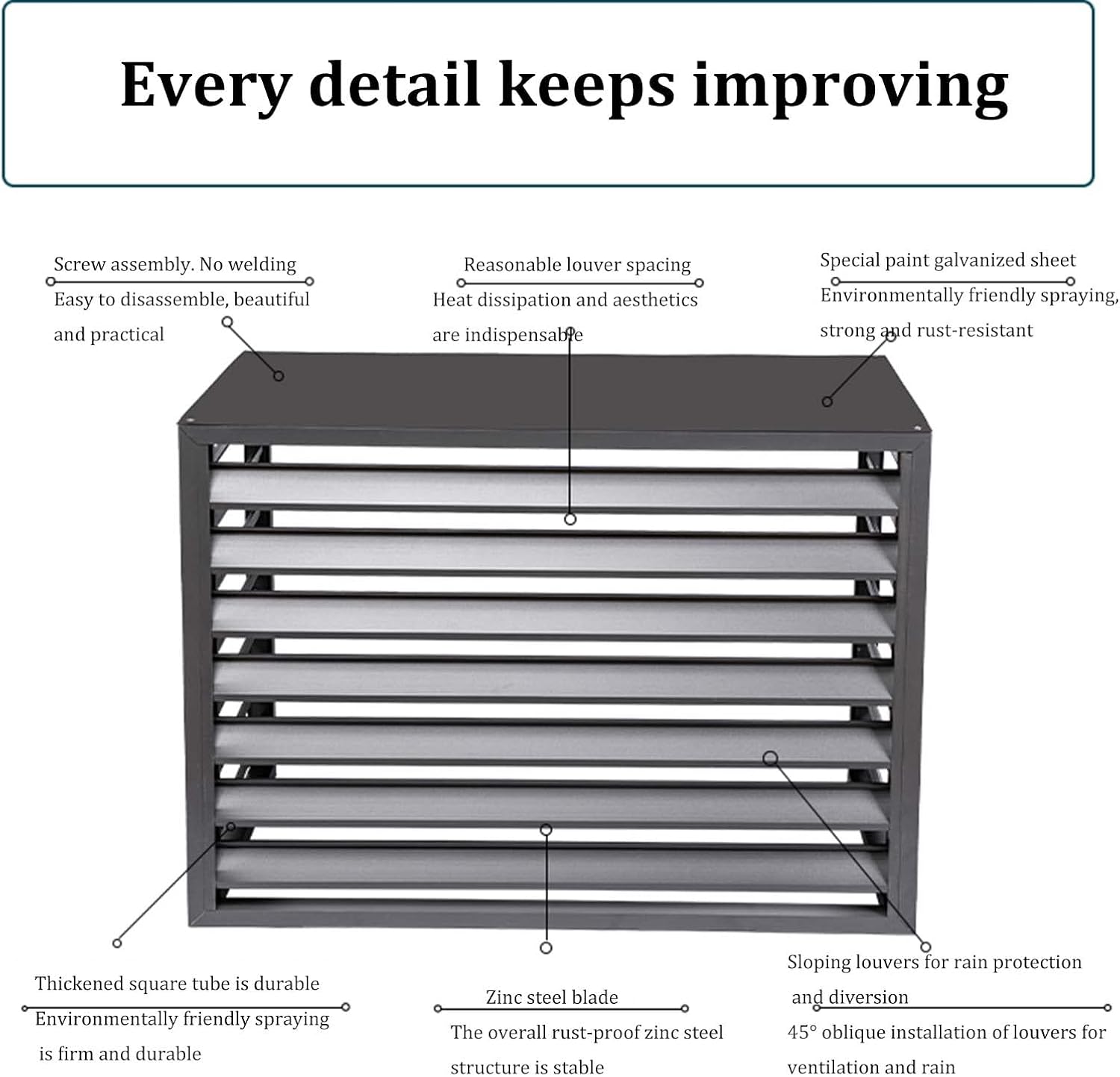 GENERIC Housse En Aluminium Pour Unité De Climatisation - Protection Extérieure Décorative Résistante Aux Intempéries Pour Climatiseurs Centraux - Boîtier Autonome Pour Ordures Ou équipements CVC