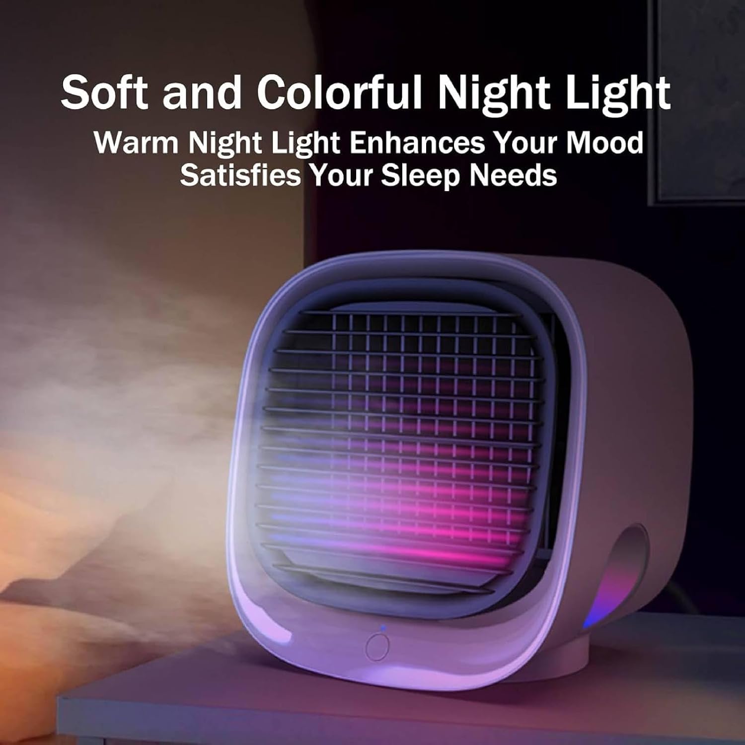 GENERIC Conditeur D'air Portable Et Humidificateur De Ventilateur Avec Veilleur LED, Réglages à 4 Vitesses, Refroidissement Rapide En 90 Secondes, Idéal Pour L'utilisation à La Maison Et Au Bureau, Conception