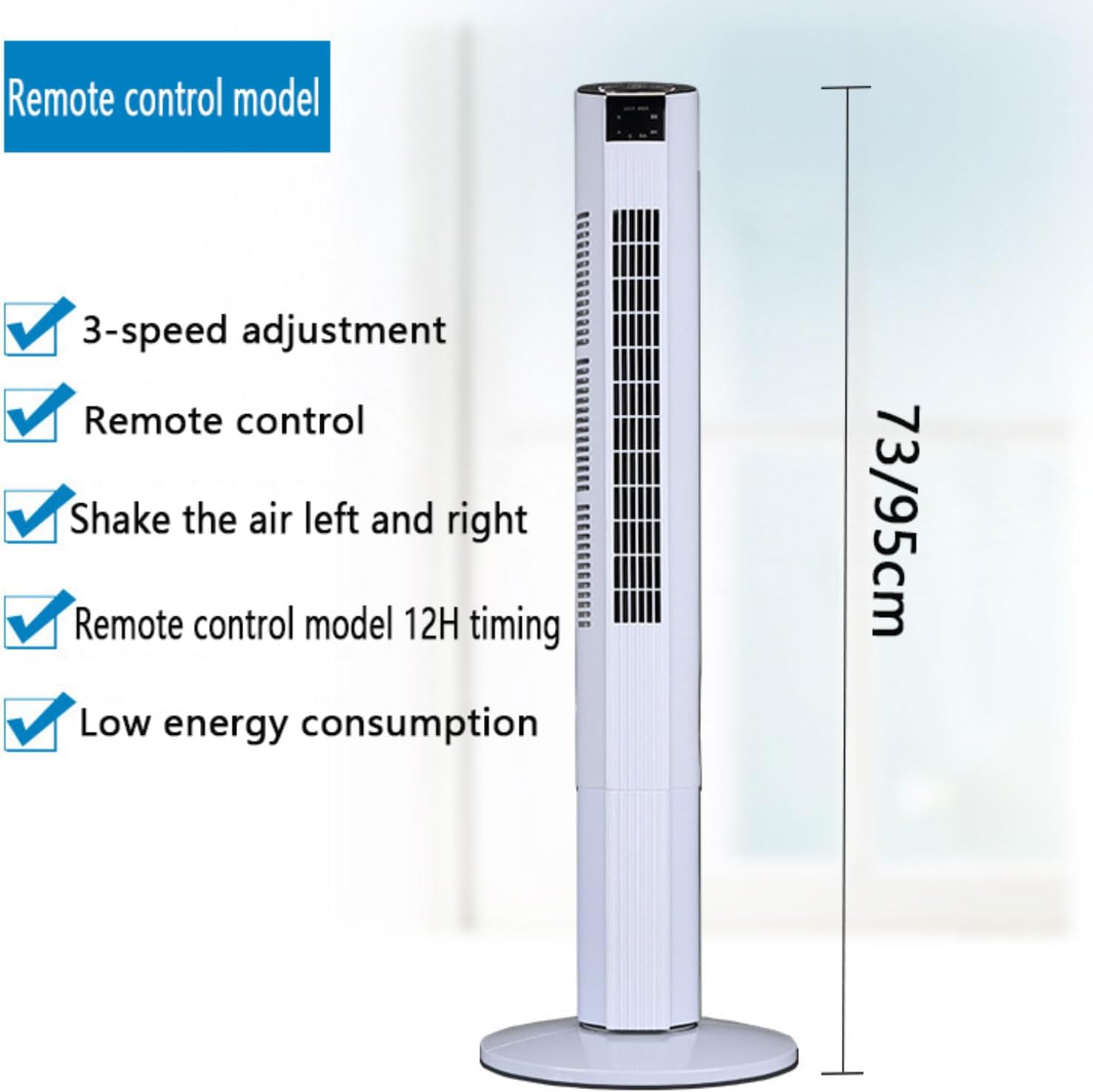  Ventilateur De Tour Silencieux Avec Télécommande, 3 Vitesses Et Minuterie 12H, Circulateur D'air Oscillant à 60 ° Pour Chambre à Coucher, Bureau.Conception Portable Mince Avec Poignée De Transport Fac