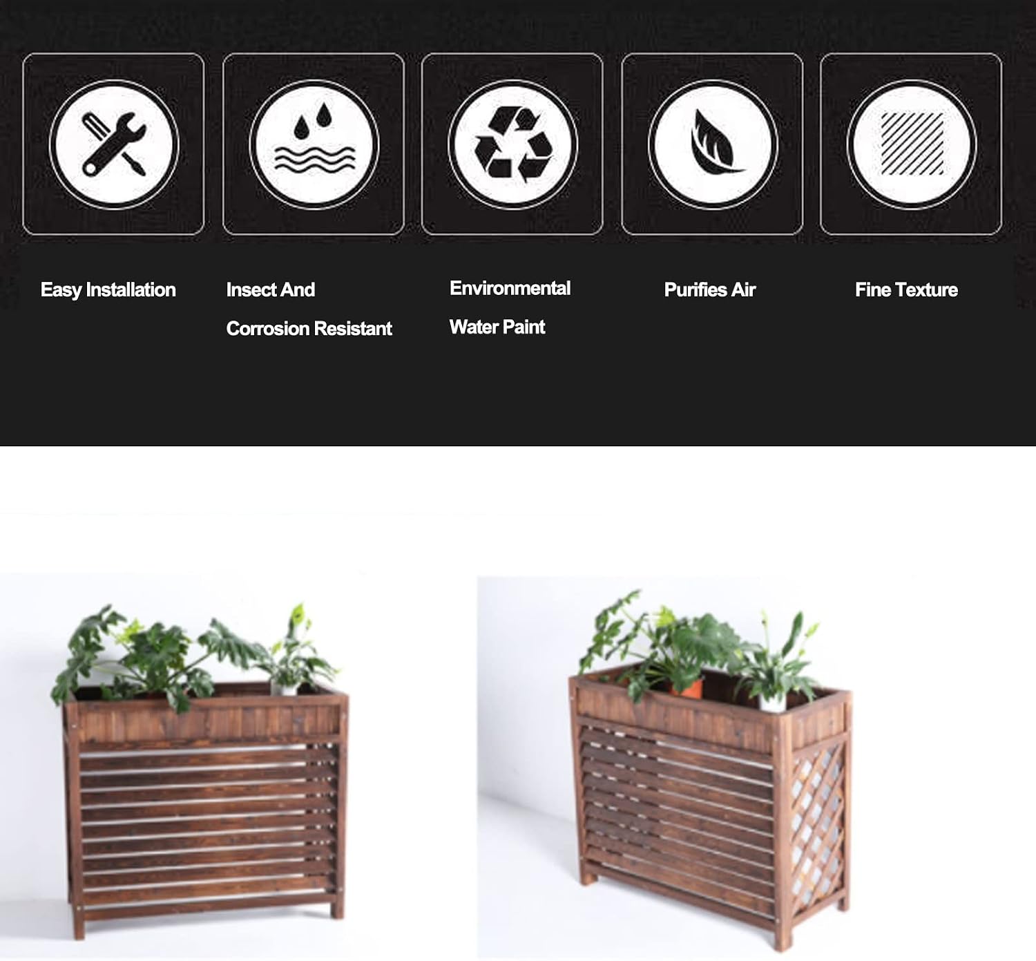  Housse De Protection Pour Climatiseur D'intérieur En Bois Massif, Support à Fleurs, Unité De Condensation, Cadre à Persiennes, écran De Confidentialité, Protection Contre Les Intempéries