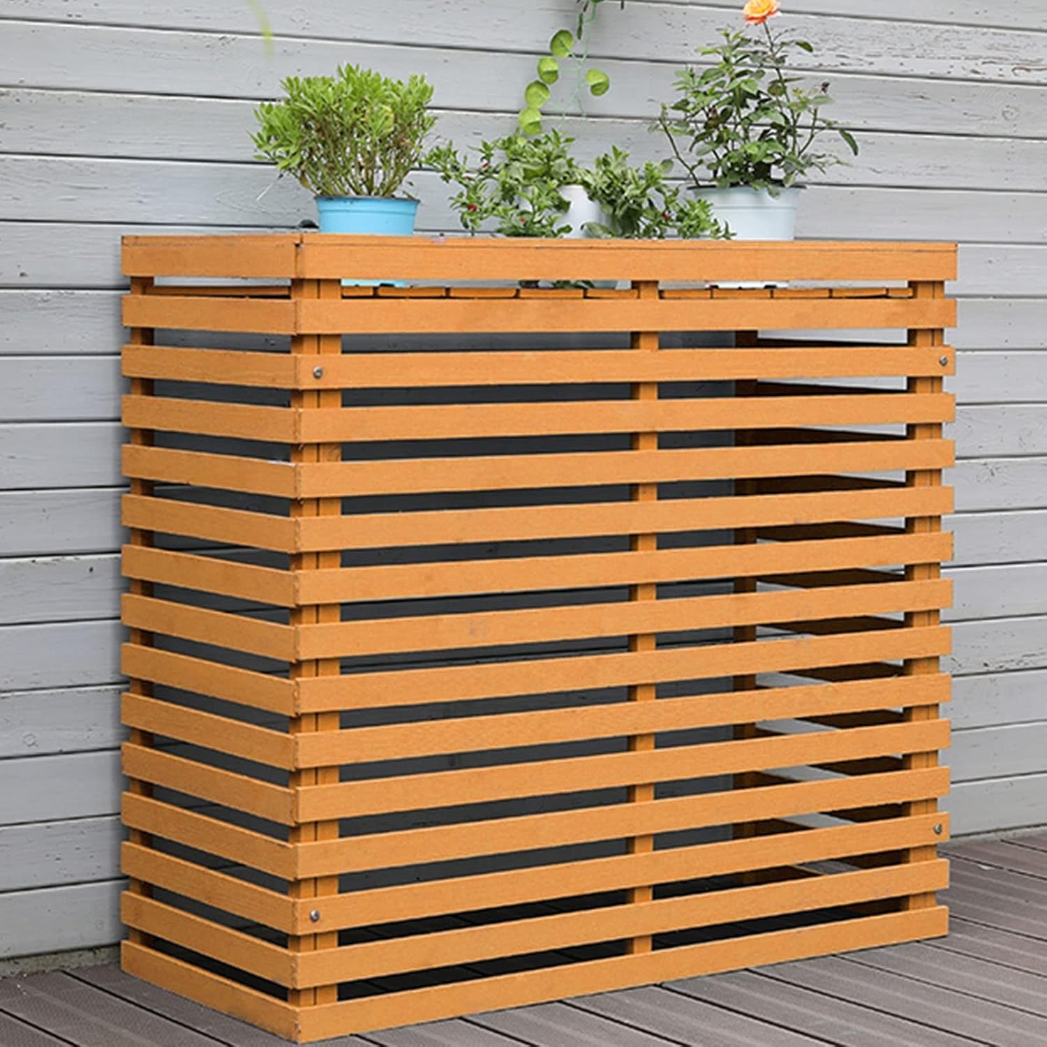  Housse De Protection En Bois Pour Climatiseur D'extérieur – Clôture De Protection Pour Pompe à Chaleur – Cachette élégante Pour Unités Extérieures – Protection De Climatiseur Résistante Aux