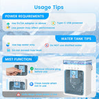  Climatiseurs Portables, Mini Climatiseur AC 4 En 1 Avec Réservoir D'eau De 1000ml, Minuterie 2/4/8H Lumière Ambiante Ventilateur Refroidisseur D'air Évaporatif Personnel Alimenté Par USB Pour Chambre
