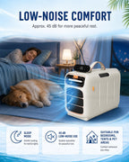  Climatiseur Mobile 4700 BTU, Climatiseur De Camping à Double Tuyau Avec 4 Modes, 3 Vitesses, Minuterie Et Télécommande Pour Tente, Van Et Caravane