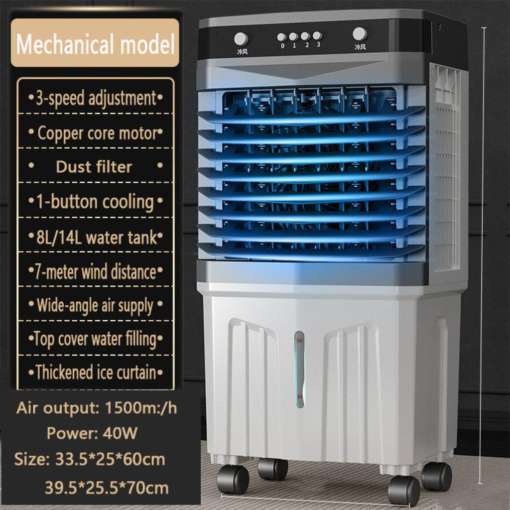 GENERIC Refroidisseur D'air évaporatif Pour Garage, Climatiseur Portable Avec Réservoir D'eau, 3 Vitesses, 12H Minuterie, Pack De Glace, Ventilateur De Refroidissement D'oscillation De 120 °