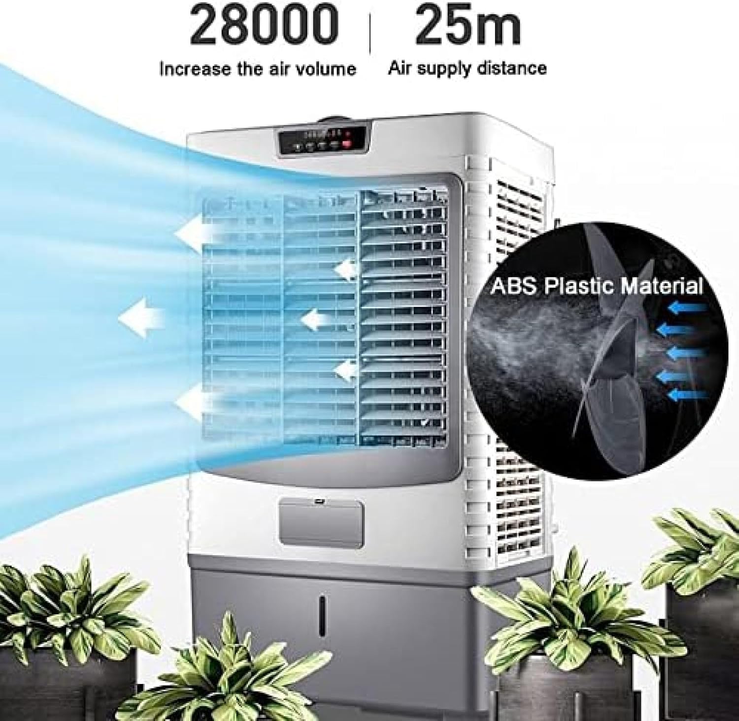  Ventilateur De Refroidisseur D'air Évaporatif Commercial, Humidificateur Industriel, Climatiseur 3 En 1, Grand Réservoir D'eau De 55 L, Refroidisseur Domestique, Moteur Puissant Pour Un Refroidiss