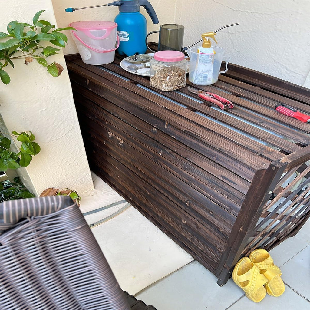 GENERIC Housse Pour Climatiseur Extérieur – Bois Massif Anti-corrosion Design élégant Pour Dissimuler L'unité De Climatisation Et Améliorer Le Rangement Des Plantes – Protection Résistante Aux Intempéries