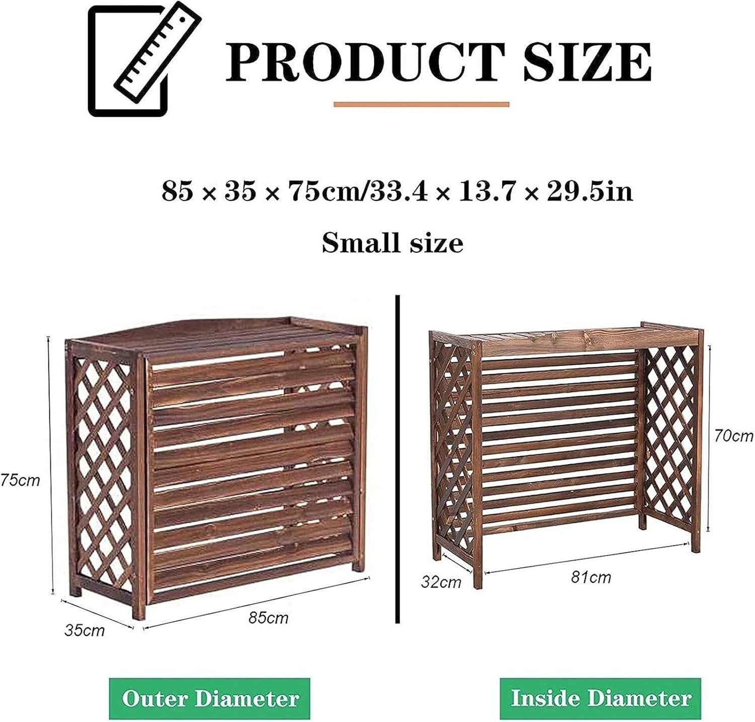 GENERIC Housse De Climatiseur D'extérieur Et Présentoir En Bois Pour Plantes Anti-corrosion Design à Persiennes Étagère De Rangement Polyvalente Pour Jardin Et Terrasse Support De Fleurs élégant