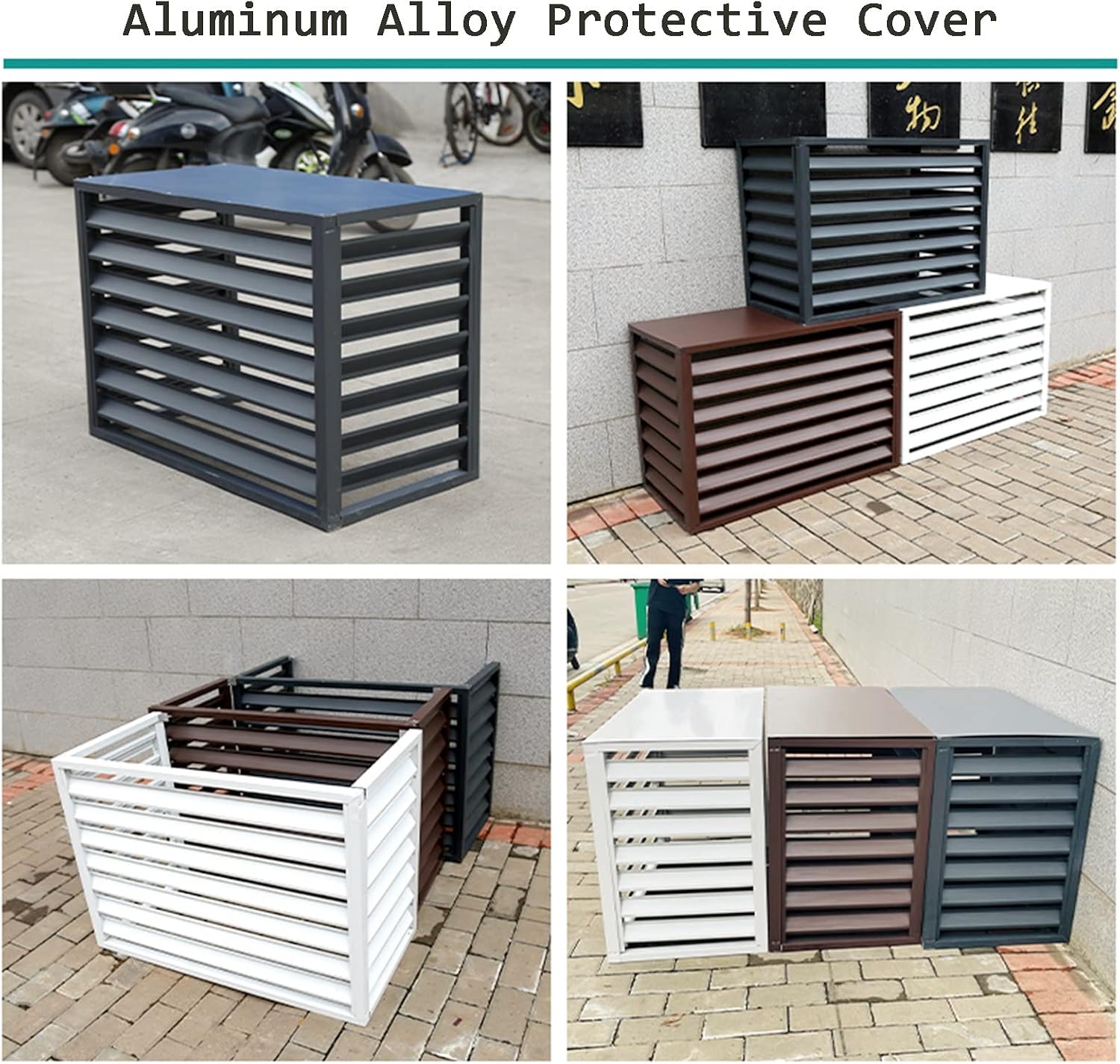  Housse De Protection Décorative En Aluminium Pour Climatiseur Extérieur Toutes Saisons - Clôture D'intimité Autonome Pour Unités AC Et Poubelles - Protection élégante