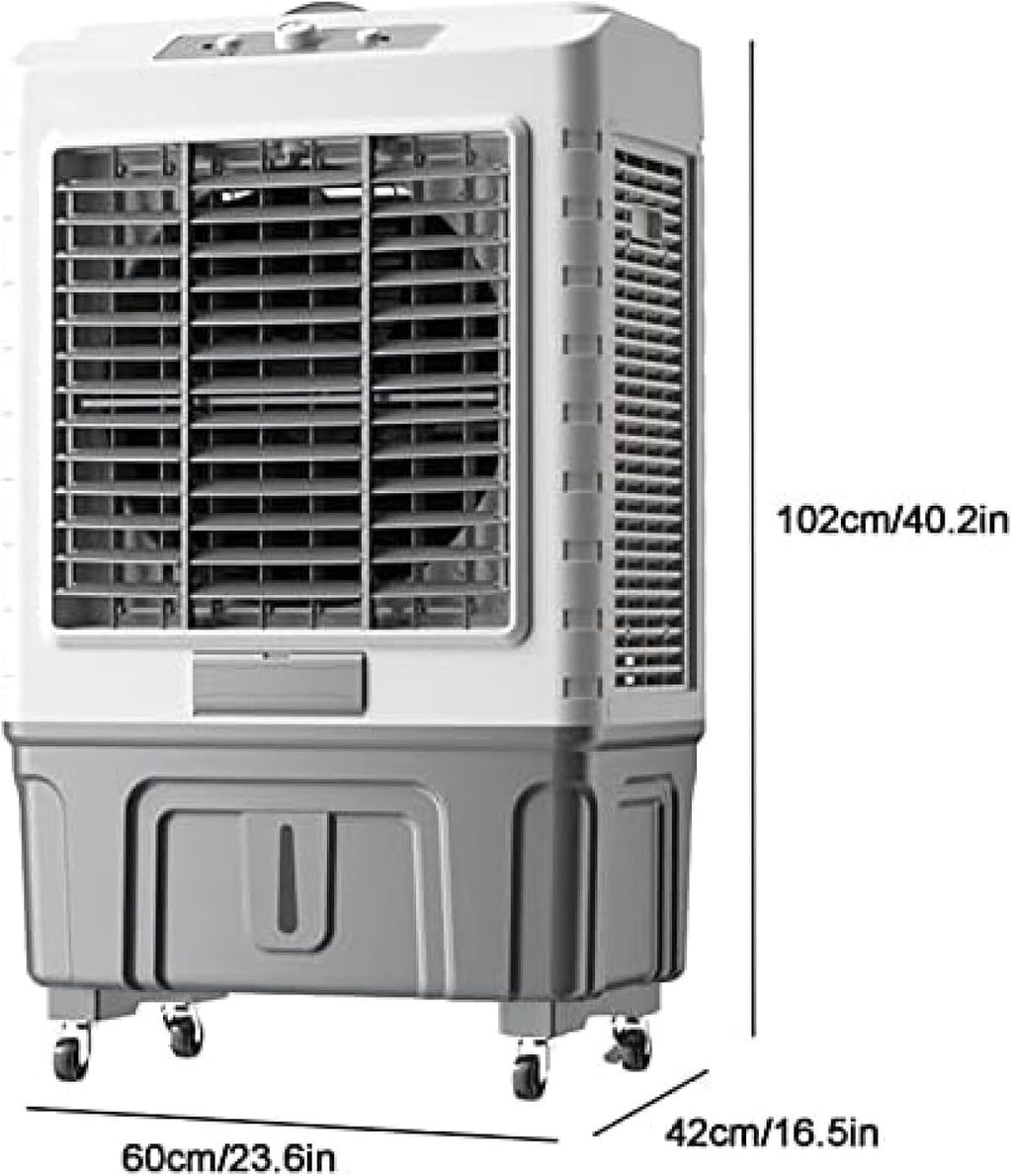  Ventilateur De Refroidisseur D'air Évaporatif Commercial, Humidificateur Industriel, Climatiseur 3 En 1, Grand Réservoir D'eau De 55 L, Refroidisseur Domestique, Moteur Puissant Pour Un Refroidiss