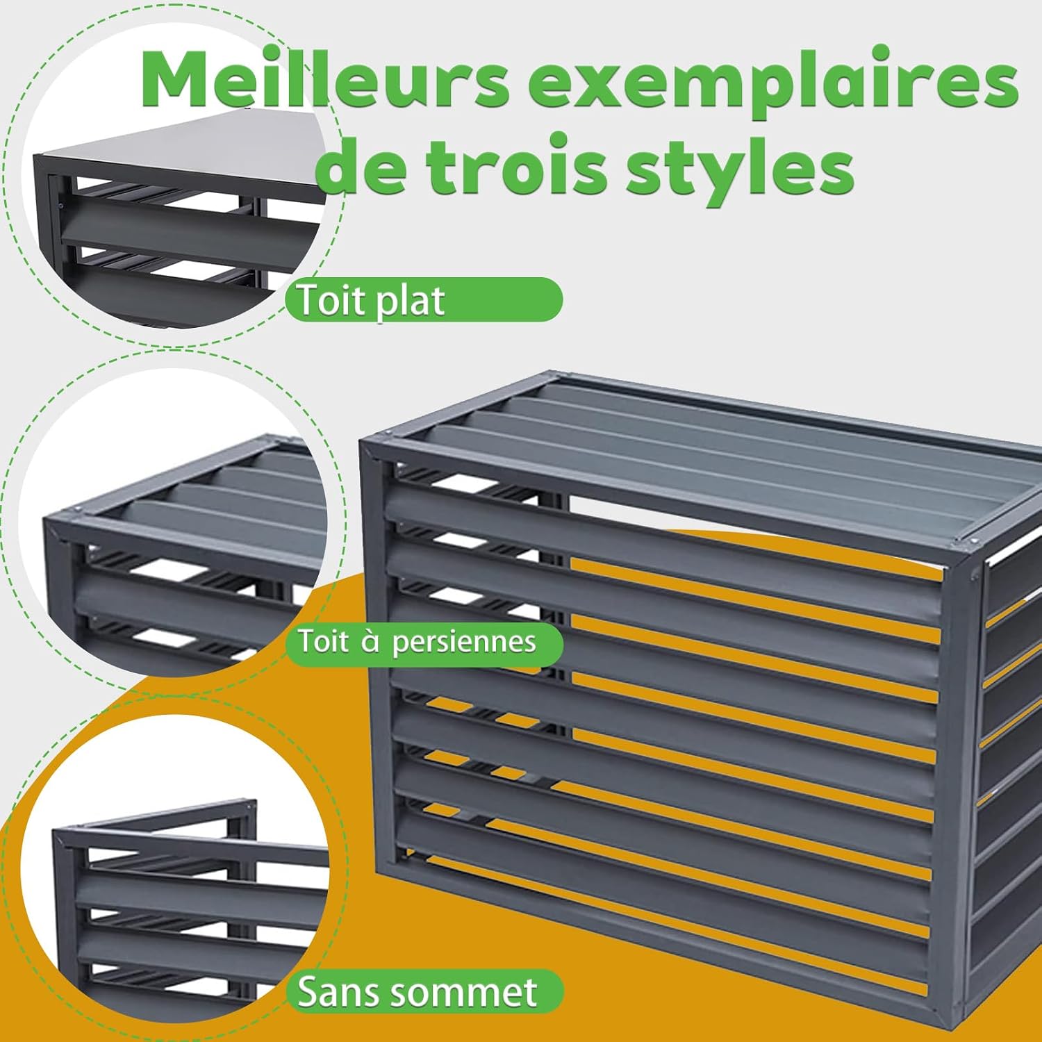  Couverture De Climatiseur De Pompe À Chaleur Convient Pour L'unité Extérieure Du Climatiseur Support De Fleur Climatiseur En Aluminium Blanc Louver Haut-L110*W60*H80(2~3P)