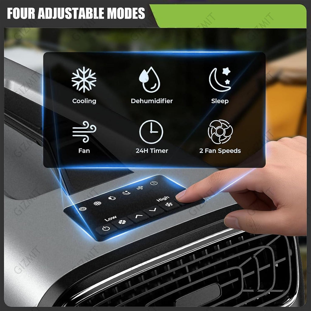  RV Climatiseur 5200 BTU Portable Camping AC Unit 400W Ventilateur De Déshumidificateur De Refroidissement Silencieux Pour Tente Van Outdoor Travel Gray
