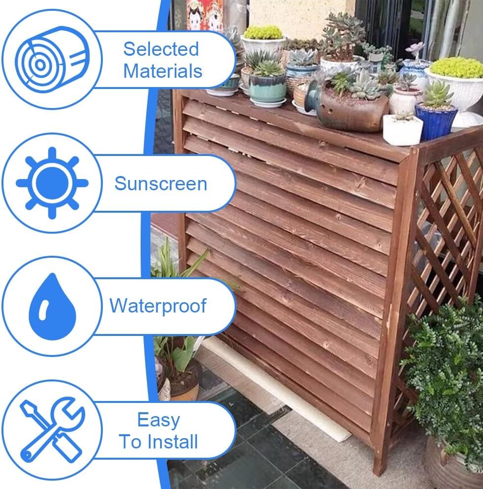  Clôture D'intimité Pour Climatiseur Extérieur – Housse En Bois Massif Pour Climatiseur De Jardin, Support De Fleurs, Balcons Et Terrasses Tailles : 81 X 30 X 72 Cm à 115 X 54 X 95 Cm (105 X 47 X 80 Cm