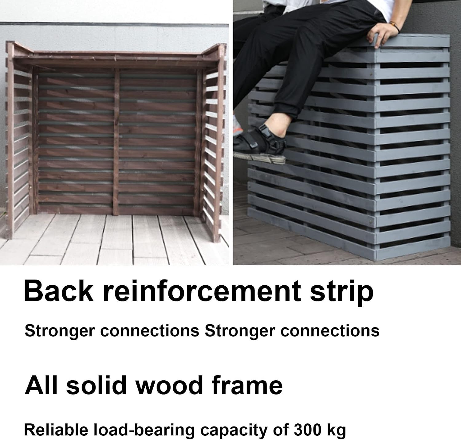 GENERIC Bonsai Design Housse En Bois Pour Climatiseur – Protection D'unité Extérieure | Cadre En Maille Polyvalent Pour Jardins, Terrasses Et Balcons | Housse élégante Pour Climatisation