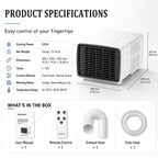  3000BTU Climatiseur Portable, 280W Basse Consommation, Refroidit, Ventile Et Déshumidifie, Écran Tactile Sans Fil, Ultra-Silencieux Pour Caravane, Camping Et Bureau De Cuisine