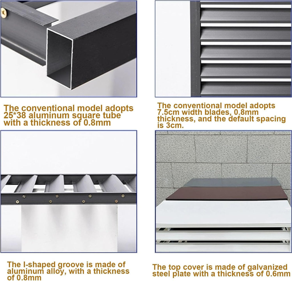 GENERIC Housse De Protection En Aluminium Pour Climatiseur – Protection Pour Unité Extérieure – Housse De Condensateur Résistante Aux Intempéries Pour Dissimuler Le Matériau Des Unités AC Pour Une Utilisation