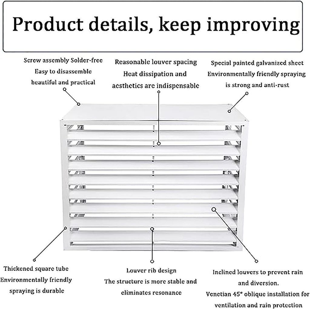 GENERIC Housse De Protection Décorative En Alliage D'aluminium Pour Climatiseur, Condensateurs Et Pompes à Chaleur, Résistant Aux Intempéries Pour Une Durabilité Accrue