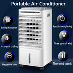  Climatiseur Portable Ultra-Silencieux, 3 Vitesses, Oscillation Automatique à 60°, Minuterie 7 H Et 4 Compartiments à Glace Pour La Maison, Le Bureau, La Chambre Et Le Camping.