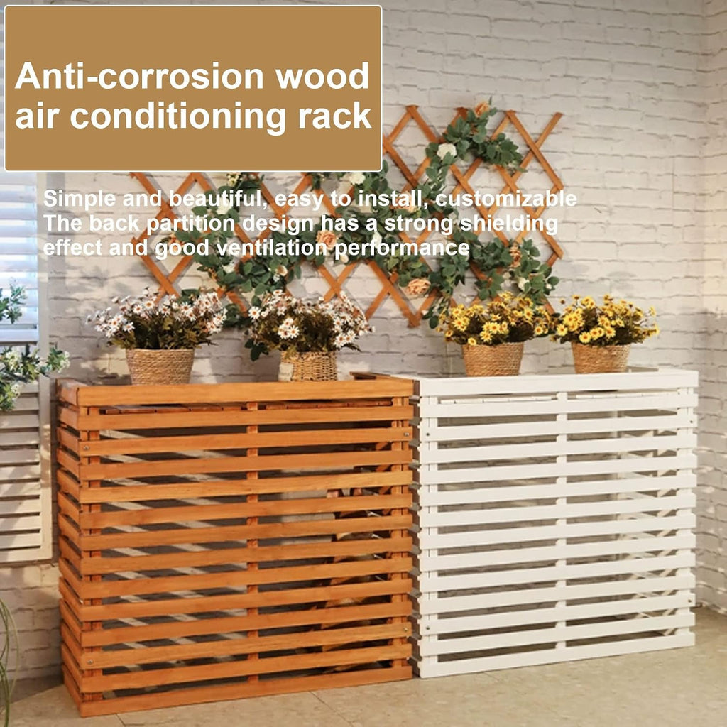  Housse De Protection En Bois Pour Climatiseur D'extérieur – Clôture De Protection Pour Pompe à Chaleur – Cachette élégante Pour Unités Extérieures – Protection De Climatiseur Résistante Aux