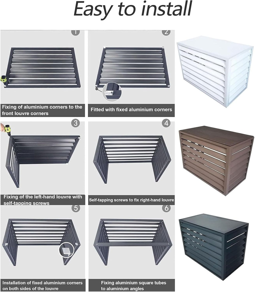  Housse De Climatiseur En Alliage D'aluminium Pour Pompe à Chaleur 5P Volets De Porte-fleurs – Réduction Du Bruit Et Protection élégante De Façade Accessoires Clete