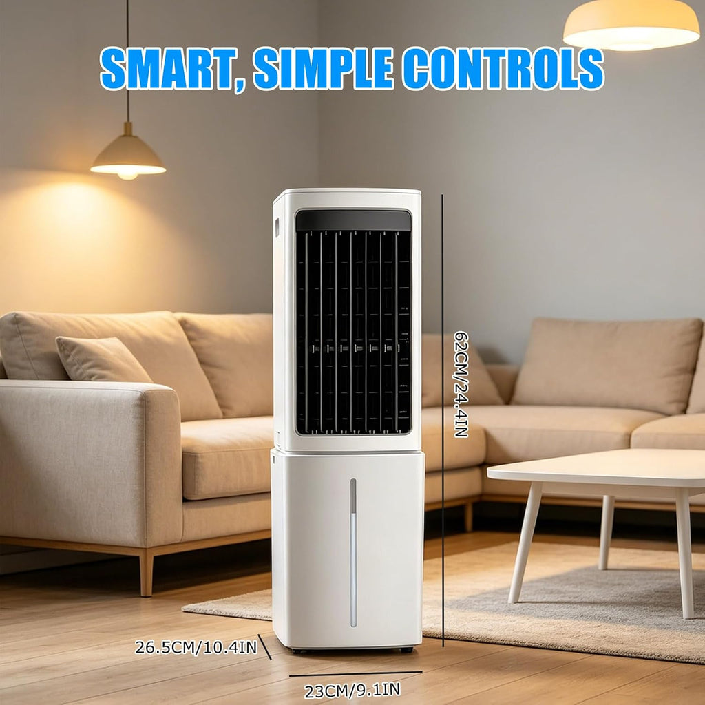  Refroidisseur D'air évaporatif Portable 40 L Avec Télécommande, Climatiseur Mobile Avec Minuterie 7,5 H, 3 Modes Et 3 Vitesses, Ventilateur Climatiseur Roulant Pour La Maison, Le Bureau Ou La Chambre,