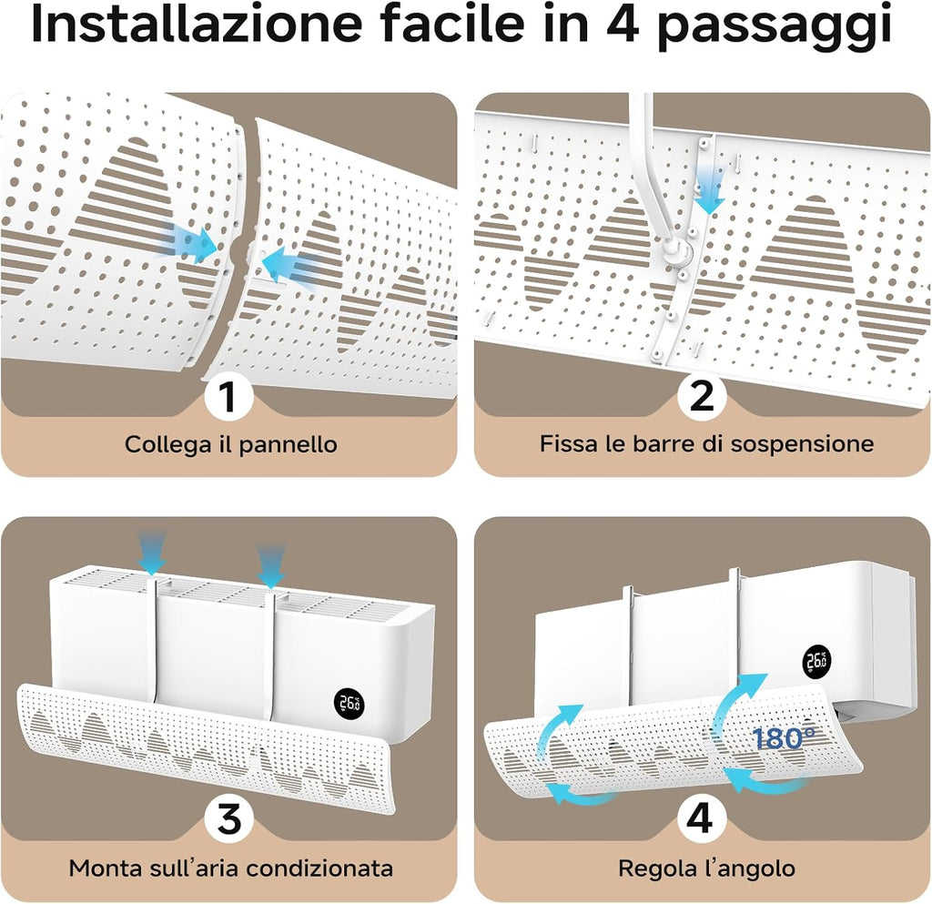  Deflecteur Climatisation Universale, Déflecteur D'aria Regolabile E Portatile, Deflecteur Climatisation Murale Pour Maison/Bureau âgés, Néonats, Femmes En Gestation (Blanc)