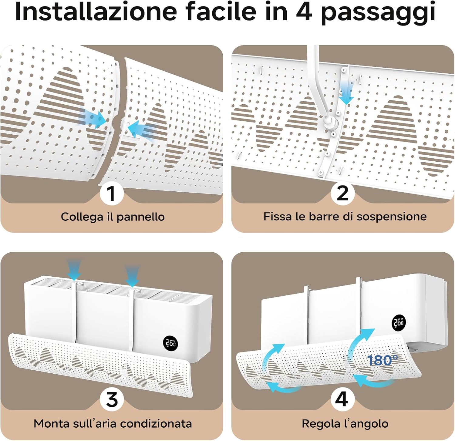  Deflecteur Climatisation Universale, Déflecteur D'aria Regolabile E Portatile, Deflecteur Climatisation Murale Pour Maison/Bureau âgés, Néonats, Femmes En Gestation (Blanc)