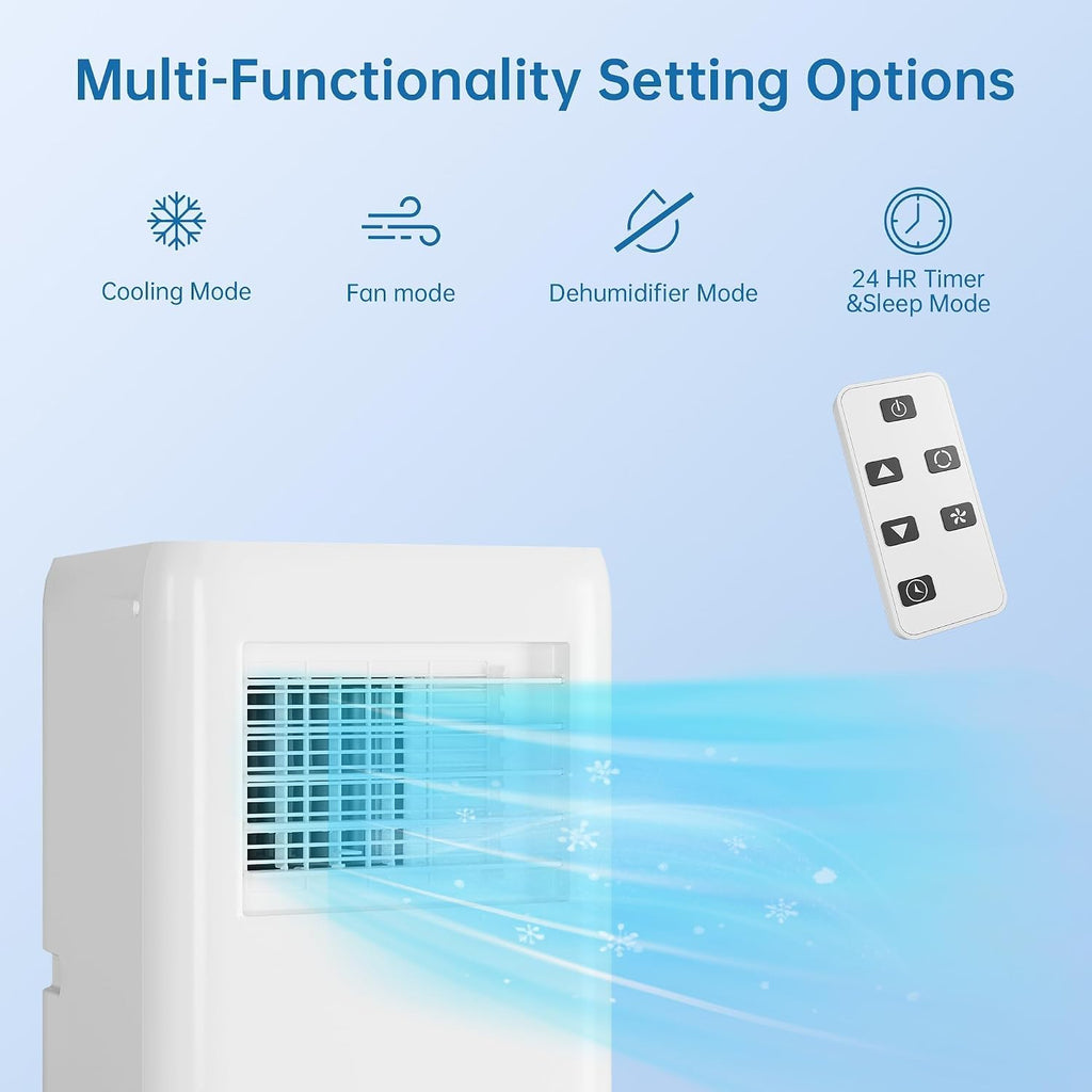  Climatiseur Portable 10 000 BTU, Unité AC 3 En 1 Avec Refroidissement Rapide, économie D'énergie, Télécommande, Minuterie De 24 Heures, Rafraîchit Les Pièces Jusqu'à 450 Mètres Carrés