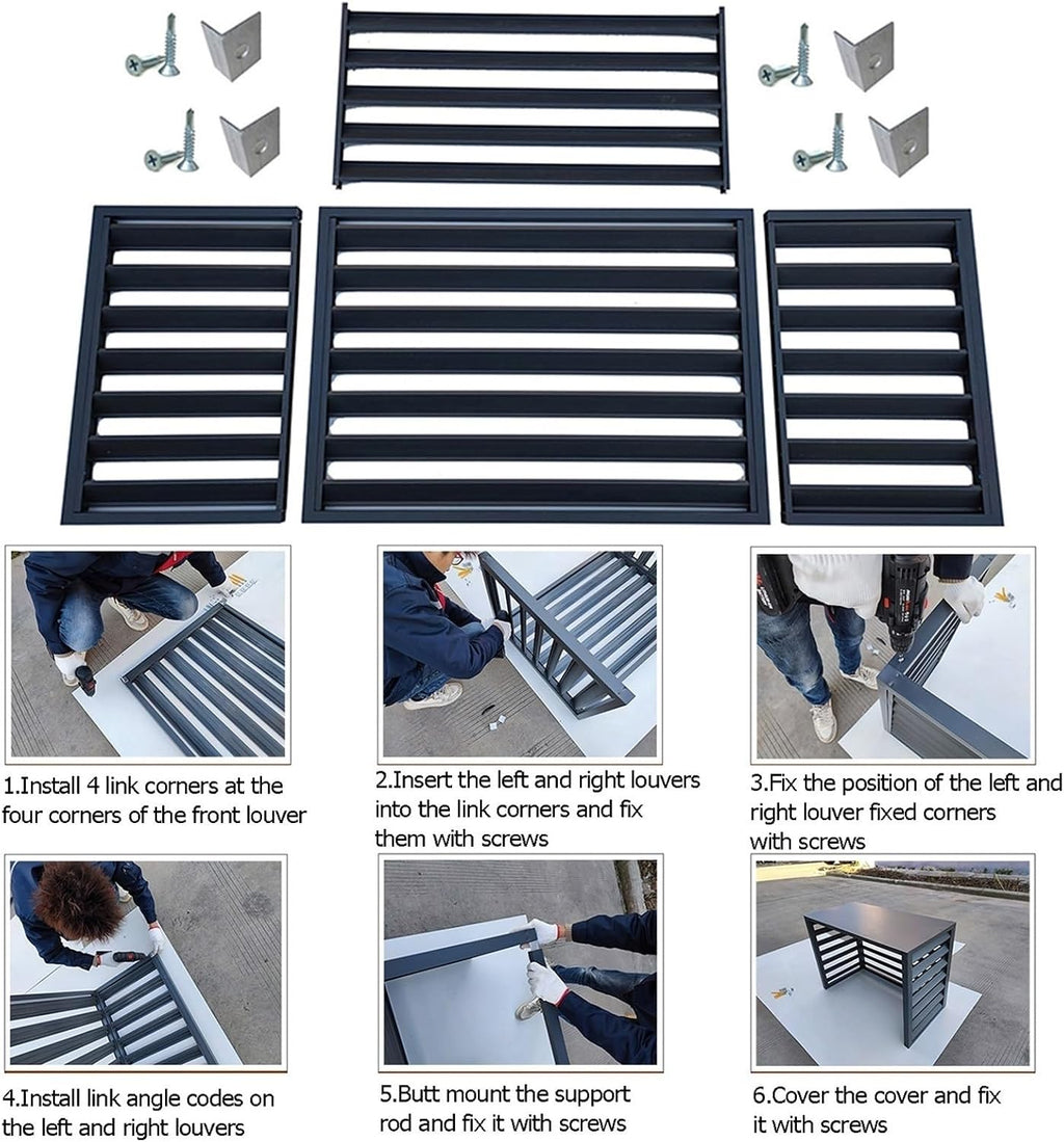 GENERIC Housse De Protection En Aluminium Pour Climatiseur Et Clôture De Confidentialité Décorative Pour Extérieur - Condensateur CA - Pour Pompe à Chaleur - Design Résistant Aux Intempéries