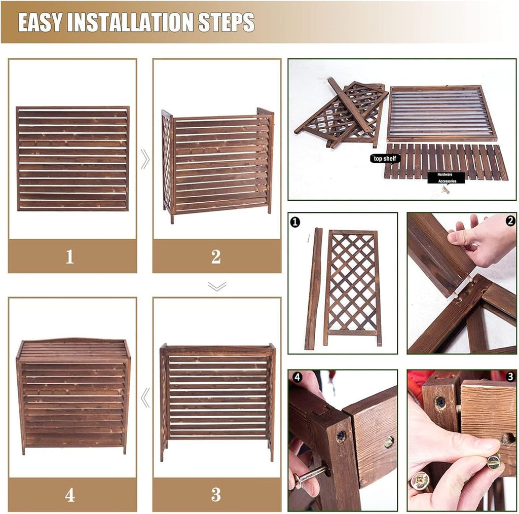  Housse Et Clôture Pour Climatiseur Extérieur - Boîtier De Protection Pour Unités De Climatisation Et Supports De Fleurs - Séparateur D'espace Et Grilles Pour Climatiseurs Et Pompes à Chaleur (taille