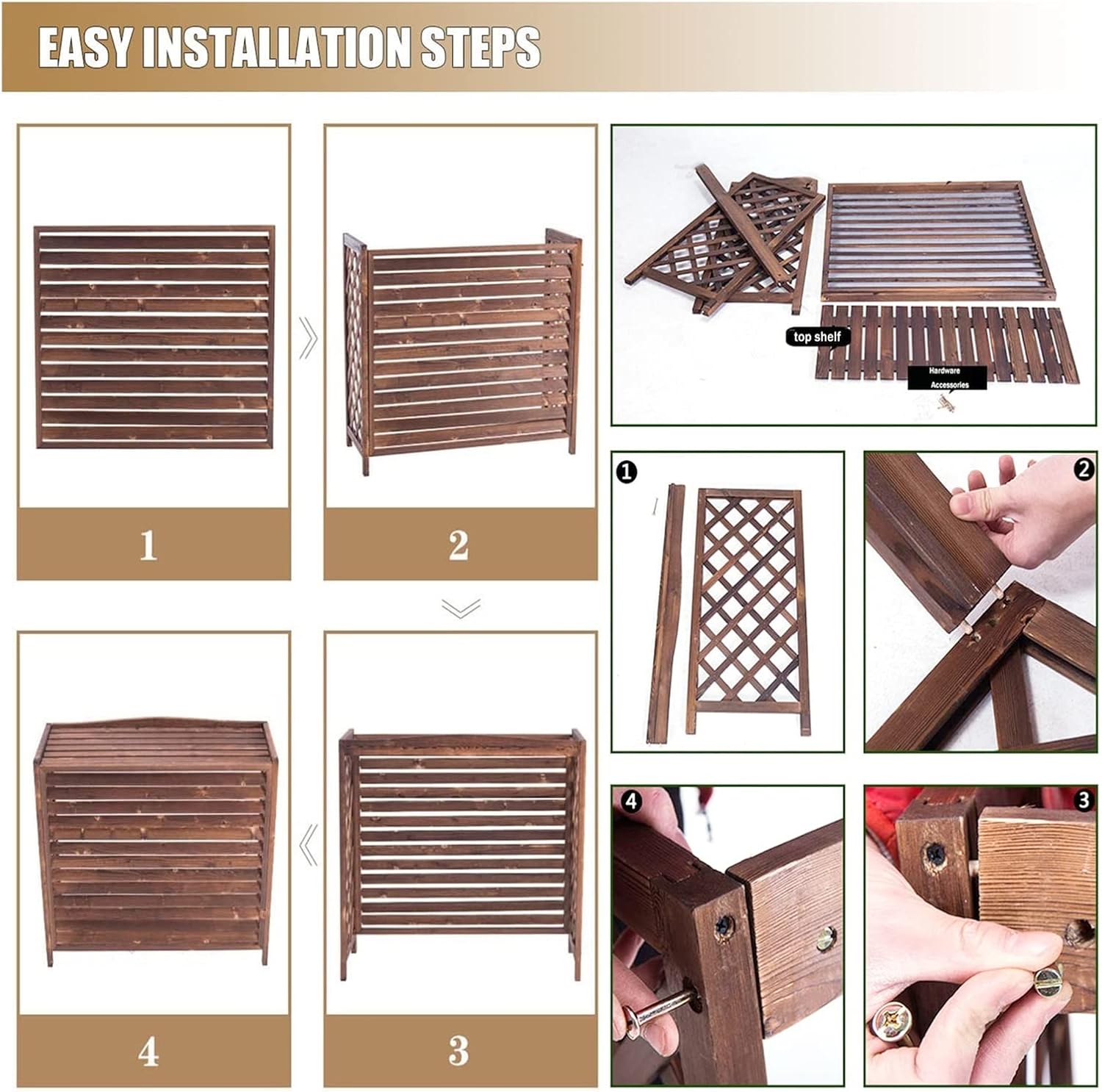  Housse Et Clôture Pour Climatiseur Extérieur - Boîtier De Protection Pour Unités De Climatisation Et Supports De Fleurs - Séparateur D'espace Et Grilles Pour Climatiseurs Et Pompes à Chaleur (taille
