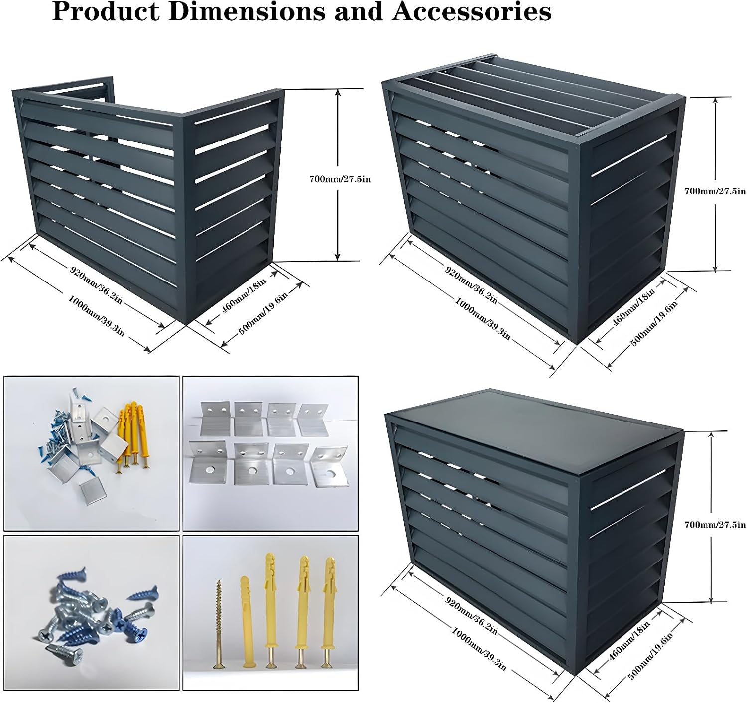 GENERIC Housse De Protection En Aluminium Pour Climatiseur Extérieur – Clôture à Persiennes Antirouille – Protection De Climatiseur Autonome élégante – Résistante Aux Intempéries Et à La Déformation