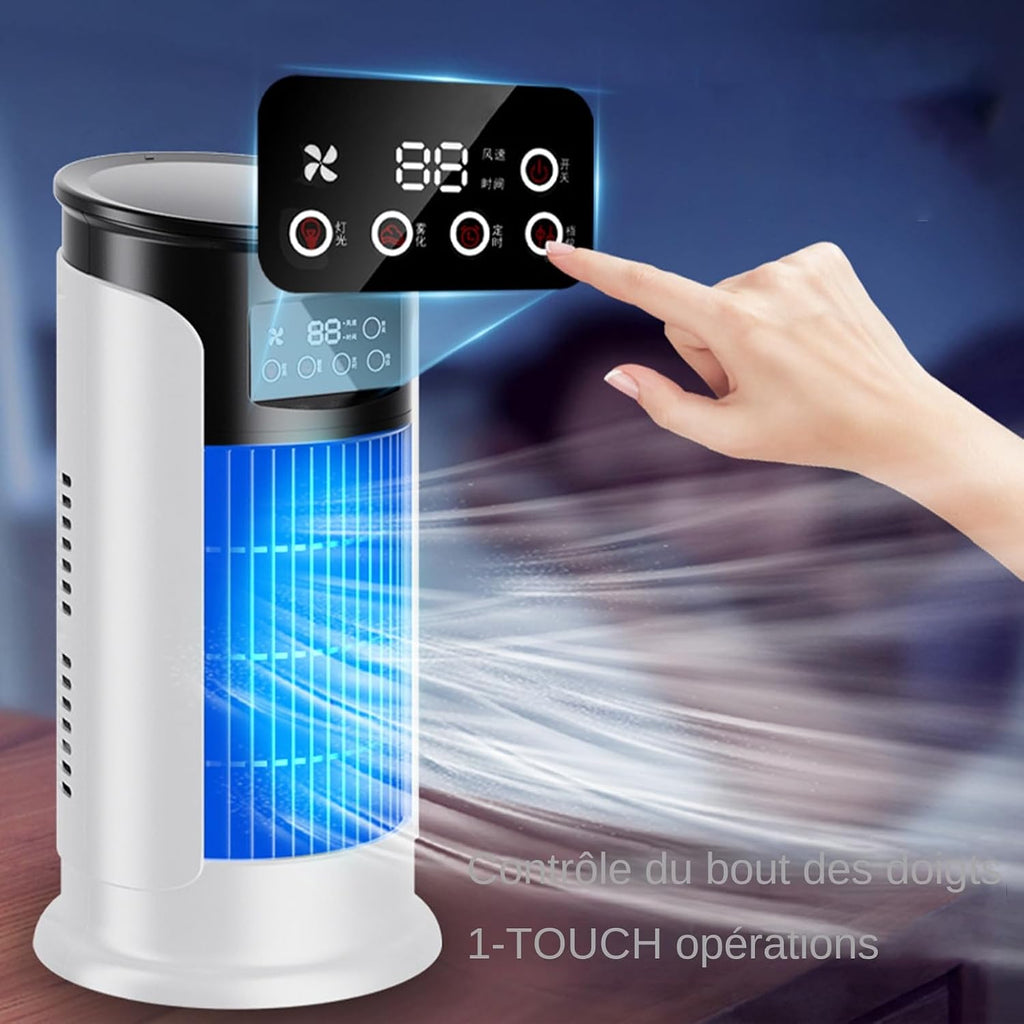  Ventilateur Climatiseur | Ventilateur Personnel Portable Rafraîchisseur D'Air | Vitesses Réglables - Réservoir 300ml - Silencieux Pour Bureau, Domicile Et Voyage