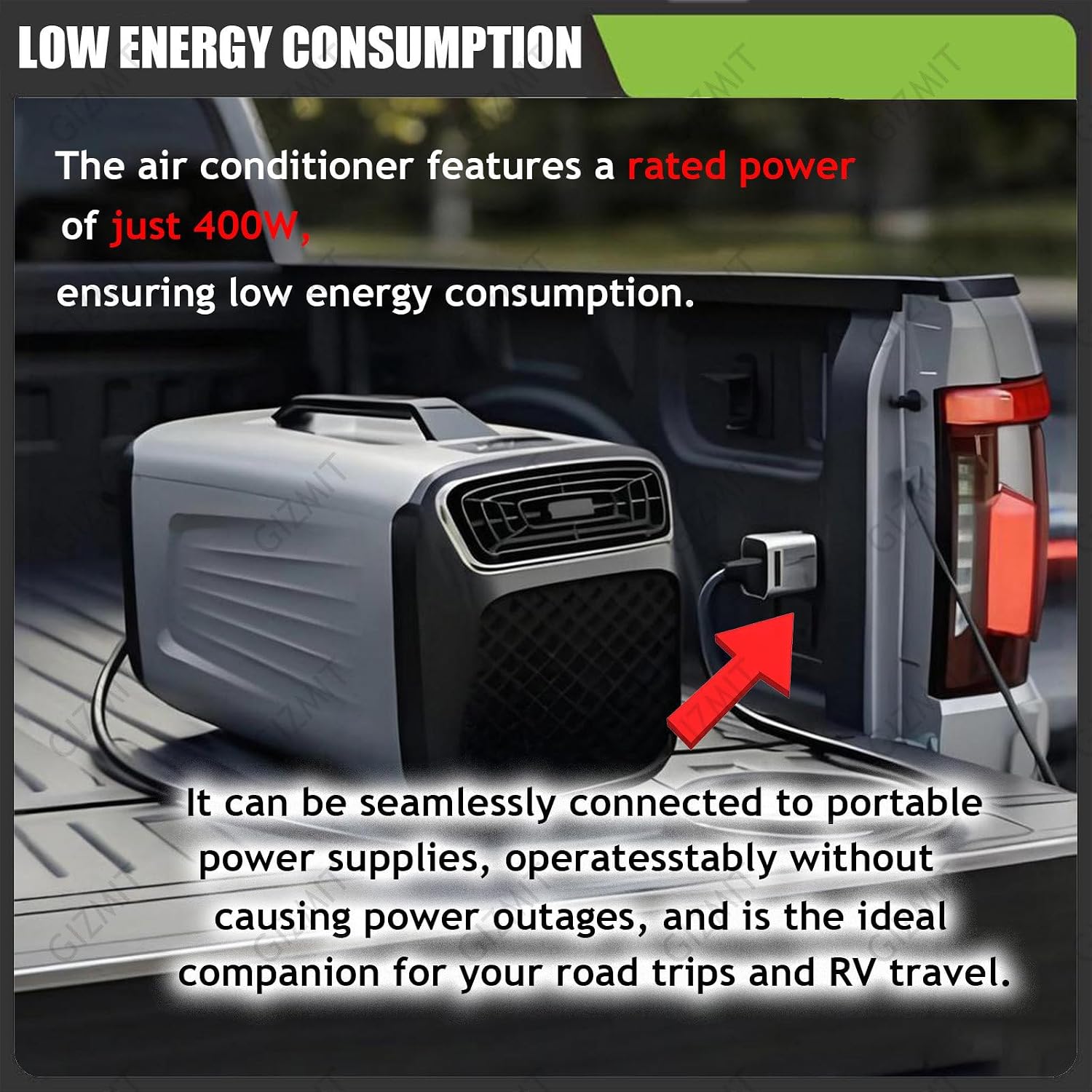  RV Climatiseur 5200 BTU Portable Camping AC Unit 400W Ventilateur De Déshumidificateur De Refroidissement Silencieux Pour Tente Van Outdoor Travel Gray