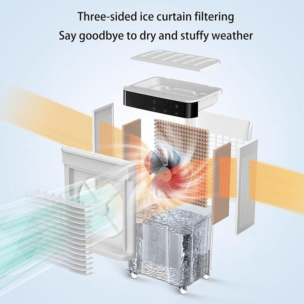  Climatiseur Sans Fenêtre, Refroidisseur D'air Par Évaporation Avec 3 Vitesses Et Grand Réservoir D'eau, Refroidisseur De Marais Portable Pour Chambre Et Bureau