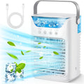  Ventilateur Portable De Climatiseurs, Refroidissement De Bureau 4 En 1 Avec Réservoir D'eau De 700ml,2/4/6H Timer, 3 Brouillard, 7 Nuit Lumière USB Refroidisseur De Charge Pour L'intérieur
