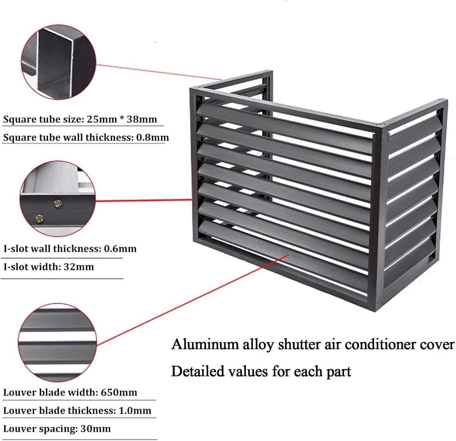 GENERIC Clôture De Climatiseur D'extérieur à 4 Panneaux En Aluminium Pour Protection De L'intimité Et Protection - Gris - 100 Cm - Cachez Votre Unité De Climatisation De Manière élégante Et Sécurisée