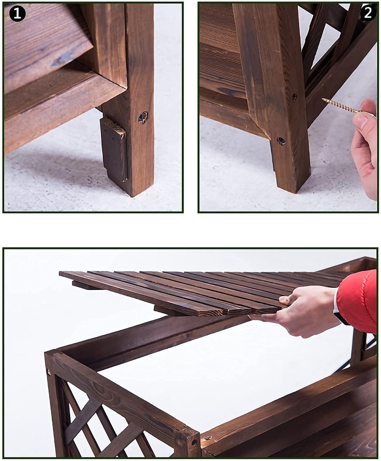  Housse Climatiseur Extérieur Couverture,Housse De Climatiseur En Bois Housse De Climatiseur Rustique Support De Plante En Bois, Couverture De Radiateur De Cadre De Support De Climatisation Extéri