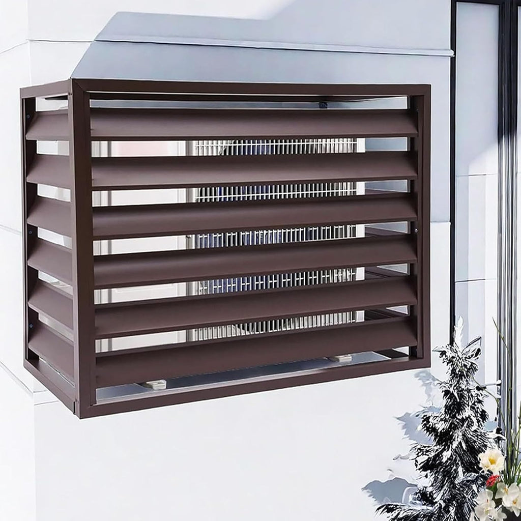 GENERIC Housse En Aluminium Pour Climatiseur – Protection Extérieure Pour Unité De Climatisation, écran Décoratif, Marron (109,2 X 61 X 78,7 Cm), Résistante Aux Intempéries, Clôture élégante Pour Unité De