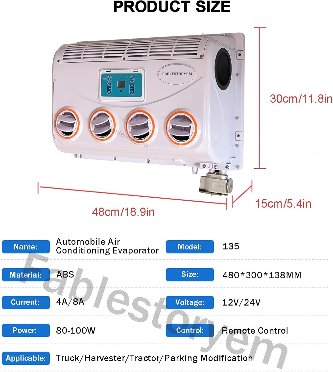 GENERIC Climatiseur Portable Avec Télécommande, Alimentation 12 V/24 V, Pas De Consommation De Carburant, Idéal Pour Le Refroidissement Des Véhicules Et Des Petits Espaces