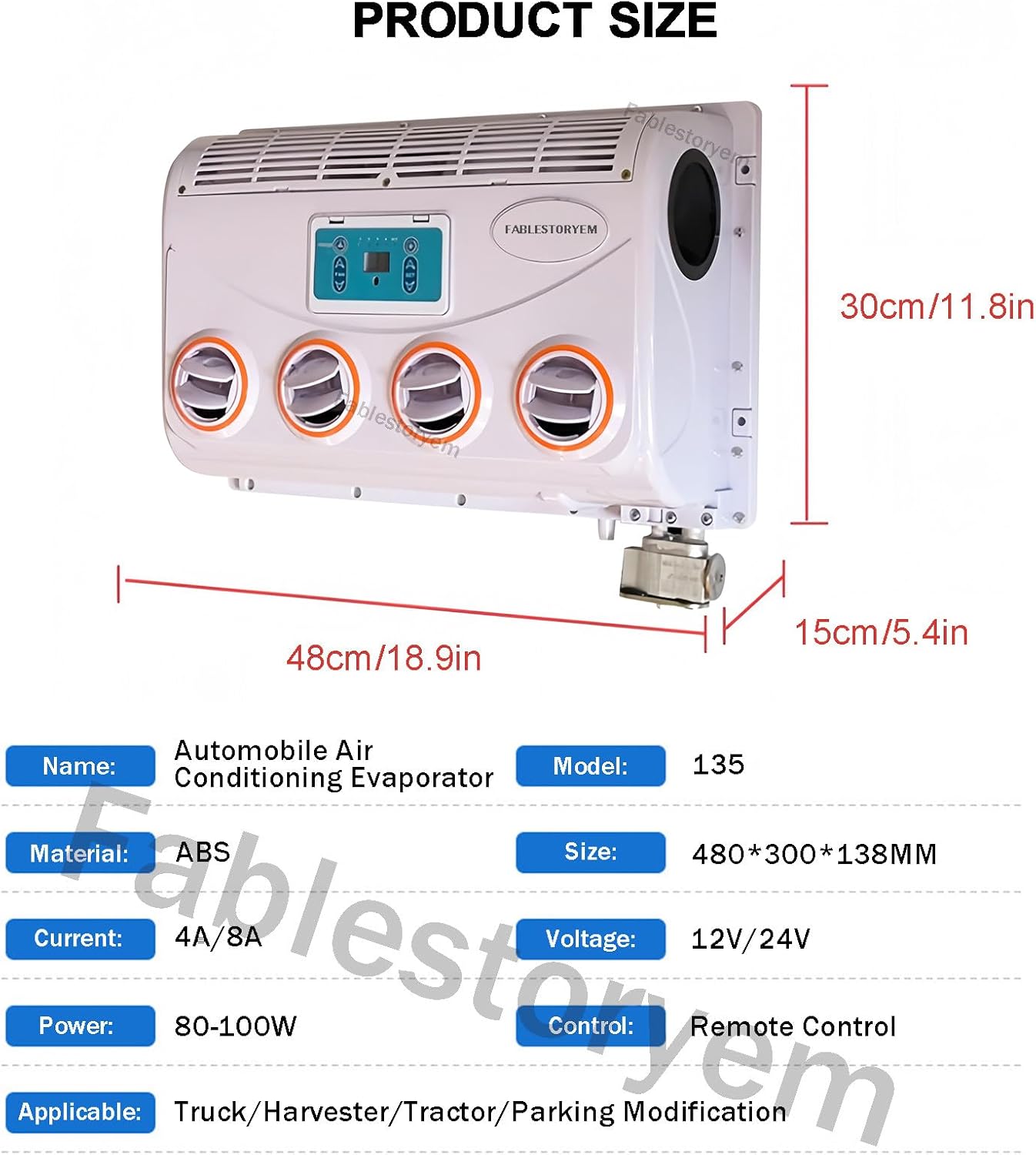 GENERIC Climatiseur De Cabine De Camion, Unité D'évaporateur Pour Semi-remorques, Bus, Camping-cars Et Caravanes, Système Split Compatible 12 V/24 V