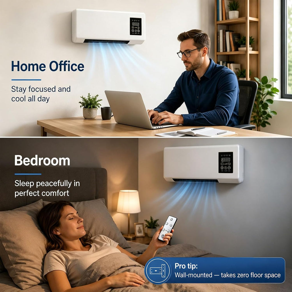  2000W 2-in-1 Portable Wall Mounted Air Conditioner, Mini Wall Mounted Air Conditioner, Fast Cooling And Heating, 8 Hours Timer For Home And Office,Gold Flower