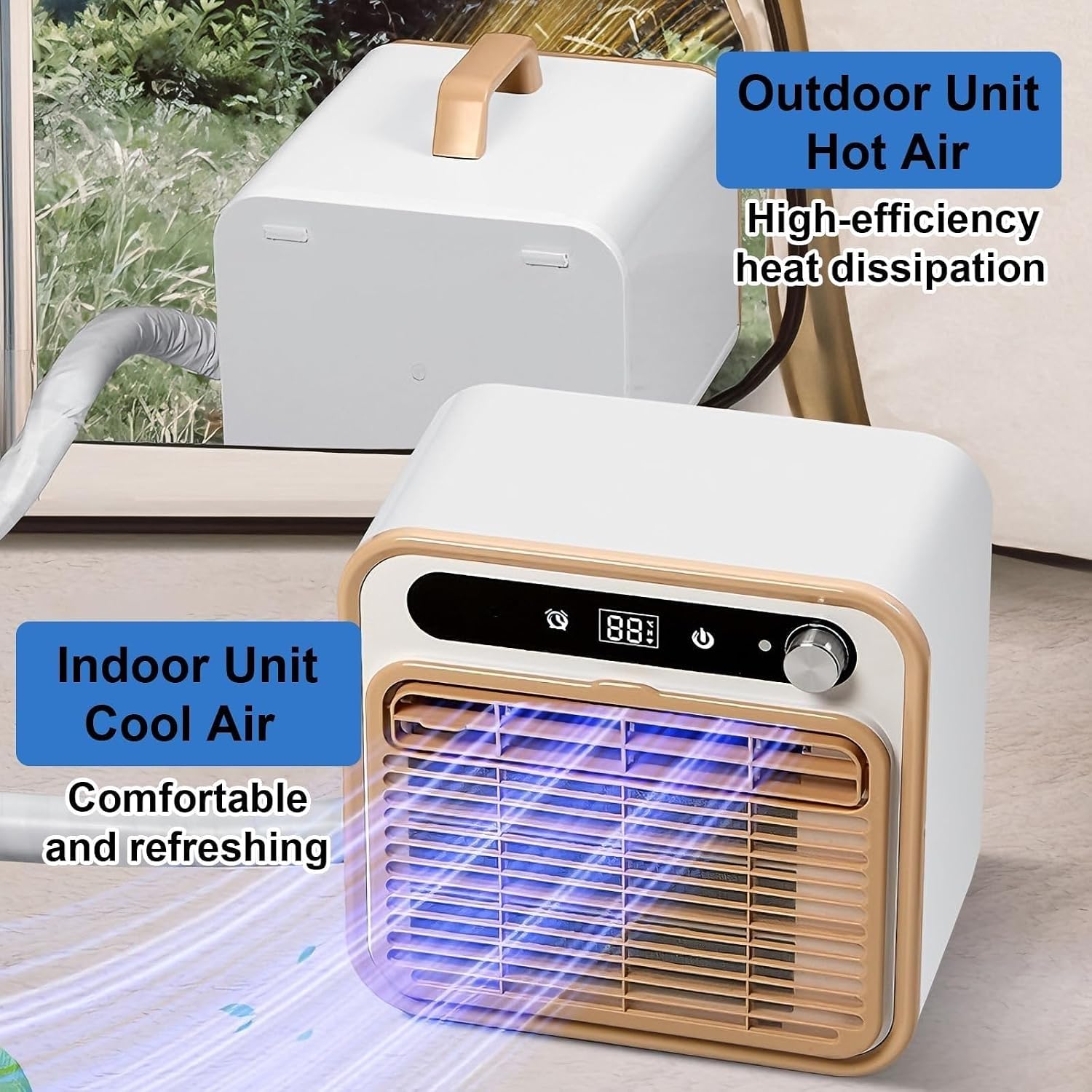  Mini Climatiseur Portable, Système De Refroidissement Silencieux De 5000 BTU, Sans Kit De Fenêtre, Télécommande Tactile, Fonction Minuterie, Idéal Pour La Maison Et La Chambre.