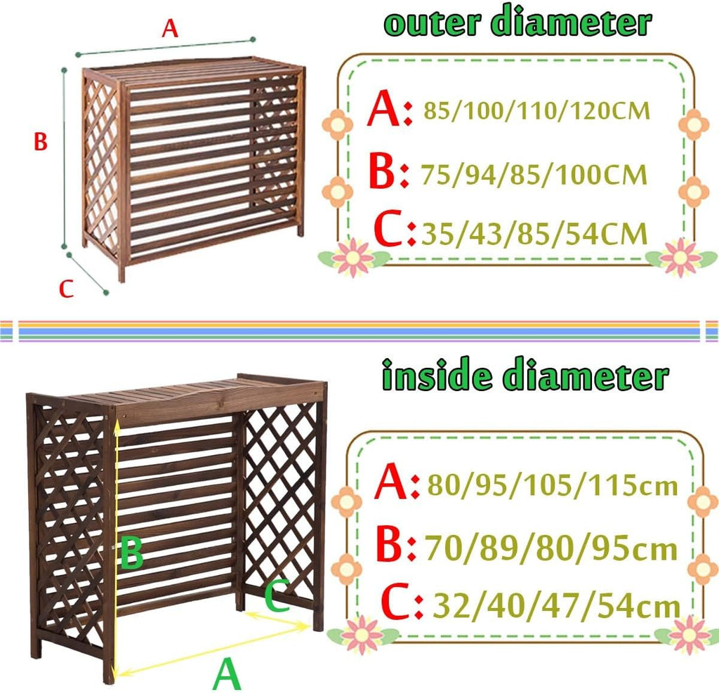 GENERIC Housse Pour Climatiseur Extérieur – Bois Massif Anti-corrosion Design élégant Pour Dissimuler L'unité De Climatisation Et Améliorer Le Rangement Des Plantes – Protection Résistante Aux Intempéries