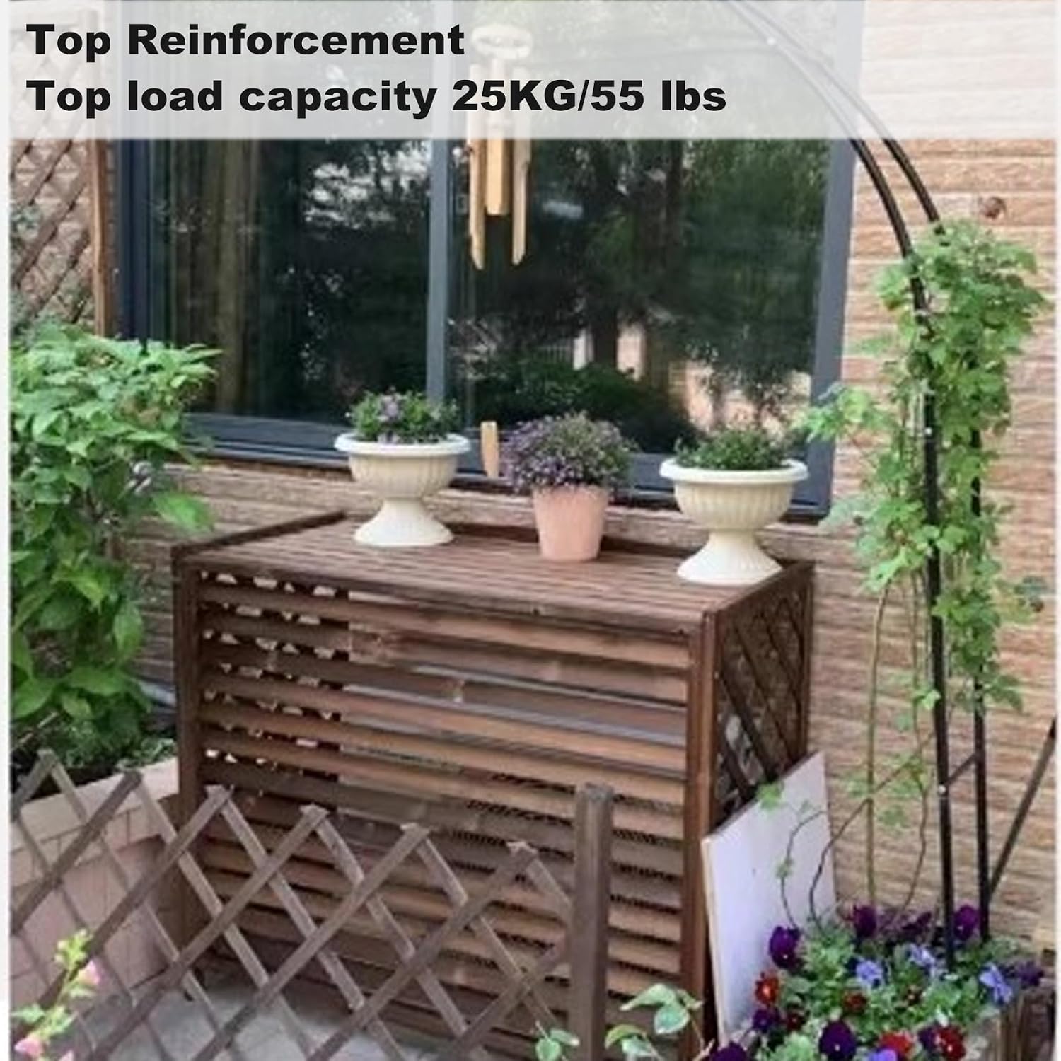 GENERIC Housse De Protection En Bois Massif Pour Climatiseur – Protection Contre La Poussière Extérieure Pour Unités CVC, Résistante Aux Intempéries, Design élégant Pour Une Utilisation Toute L'année
