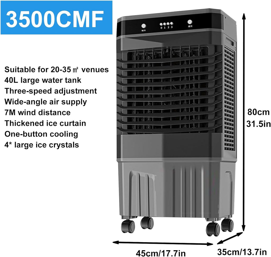 GENERIC Refroidisseur D'air évaporatif Portable Avec Grand Réservoir D'eau Et Packs De Glace Pour Le Refroidissement à Domicile Et Au Bureau