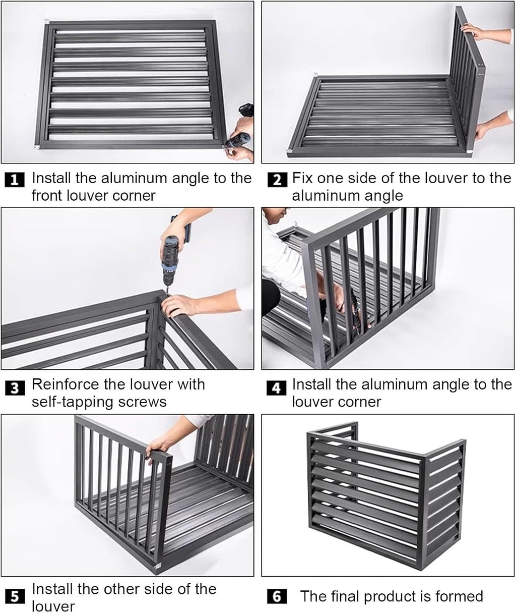 GENERIC Housse En Aluminium Pour Unité De Climatisation - Résistant Aux Intempéries - Pour Pompe à Chaleur - Réduction Du Bruit - Gris - 100 X 50 X 70 Cm - Protection Pour Climatiseurs Et Unités Extérieures