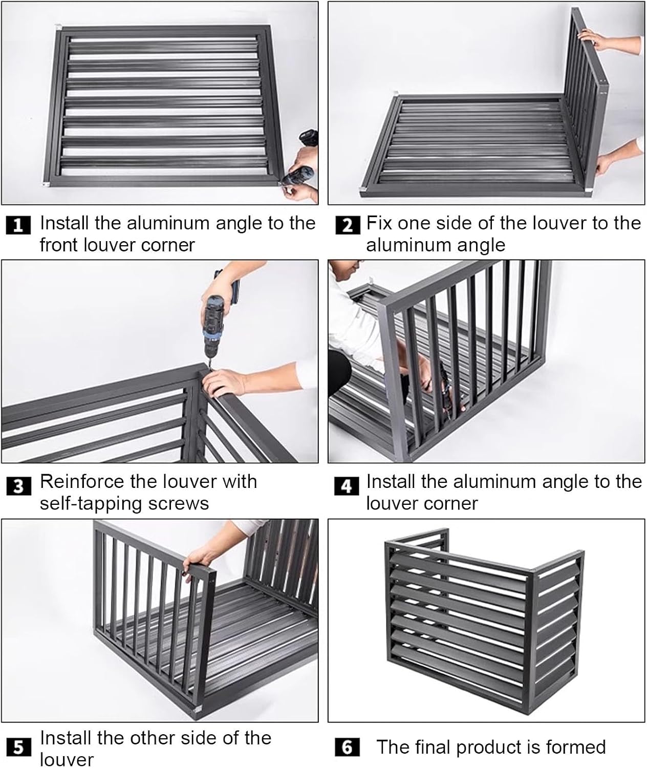 GENERIC Housse En Aluminium Pour Unité De Climatisation - Résistant Aux Intempéries - Pour Pompe à Chaleur - Réduction Du Bruit - Gris - 100 X 50 X 70 Cm - Protection Pour Climatiseurs Et Unités Extérieures
