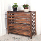 GENERIC Housse De Protection En Bois Pour Climatiseur Extérieur - Protection Contre Les Regards Indiscrets En Bois Massif - Support De Fleurs - Élégant Et Fonctionnel